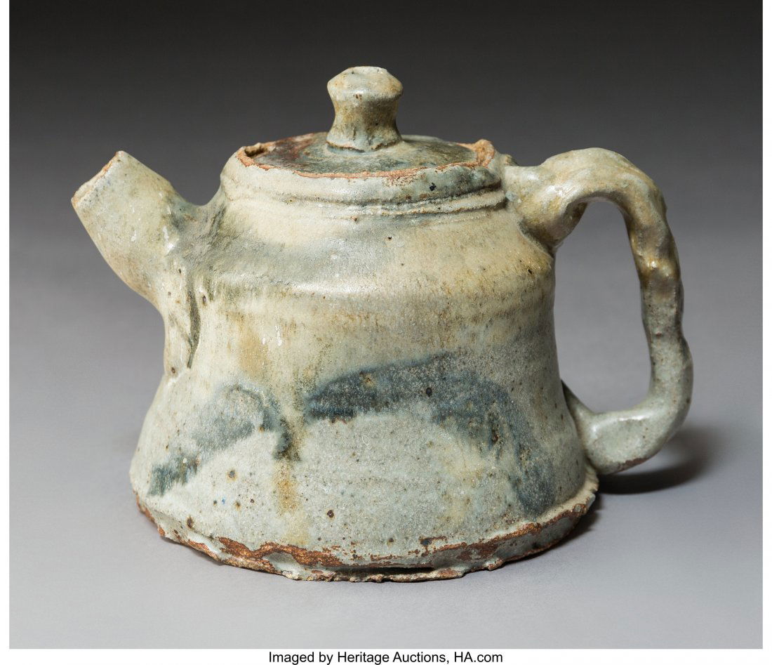 Billy Al Bengston (American, b. 1934) Teapot, circa: Billy Al Bengston (American, b. 1934)Teapot, circa 1960Glazed ceramic5-3/4 x 7-1/2 x 5-7/8 inches (14.6 x 19.1 x 14.9 cm)Inscribed on underside: BengstonPROPERTY FROM THE ARTIST MANUEL NERI