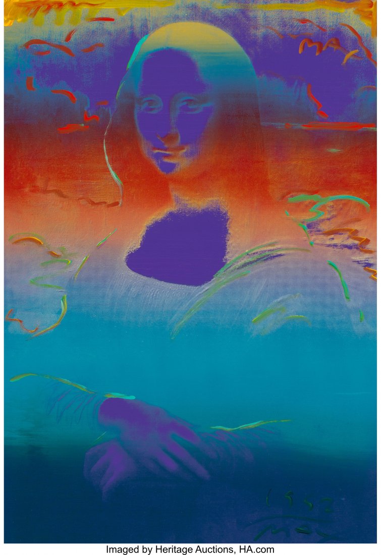 Peter Max (American, b. 1937) Mona Lisa, 1992: Peter Max (American, b. 1937)Mona Lisa, 1992Acrylic and screenprint on canvas35-1/2 x 26-1/2 inches (90.2 x 67.3 cm)Signed and dated lower right: 1992 / MaxSigned, dated, and numbered on the revers