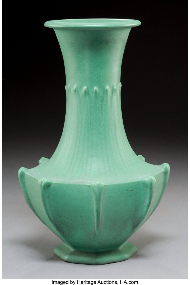 A Large William J. Dodd for Teco Octagonal Glazed: A Large William J. Dodd for Teco Octagonal Glazed Ceramic Baluster Vase, Crystal Lake, Illinois, circa 1910Marks: (double stamped) Teco12-1/4 inches (31.1 cm) Ref: Christie's, New York, Important 20th