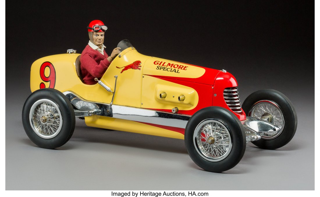 A Don Edmunds Hisso Series Gilmore Special Gas-Powered: A Don Edmunds Hisso Series Gilmore Special Gas-Powered Model Race Car, late 20th centuryMarks: DON EDMUNDS, AUTORESEARCH, HISSO-127 x 18-1/4 x 8-1/2 inches (17.8 x 46.4 x 21.6 c