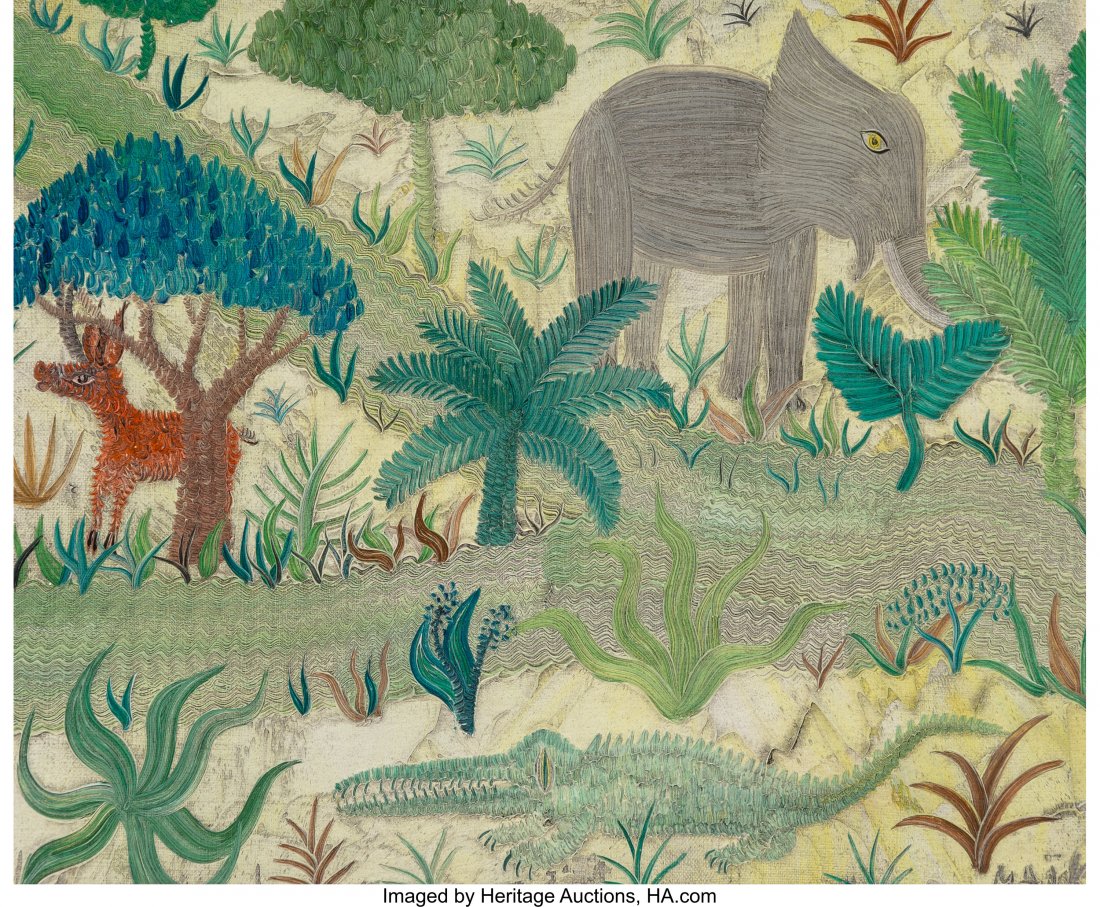 Henri Hecht Maik (French, 1922-1993) Jungle (The: Henri Hecht Maik (French, 1922-1993) Jungle (The Tiger) Oil on canvas 6-3/