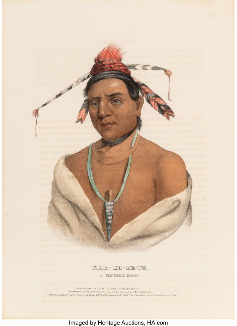 Charles Bird King (American, 1785-1862) Pow-A-Sh: Charles Bird King (American, 1785-1862) Pow-A-Sheek, a Fox Chief and Mar