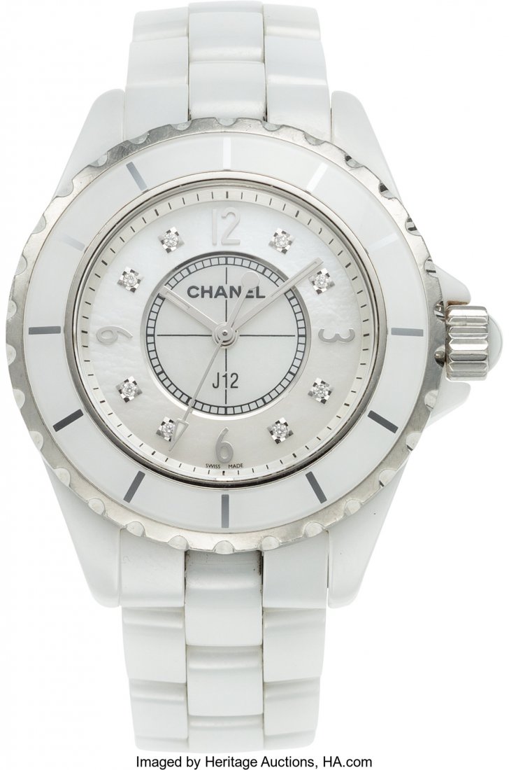 Chanel 33mm White Ceramic J12 Watch Condition: 2 (1 of 1)