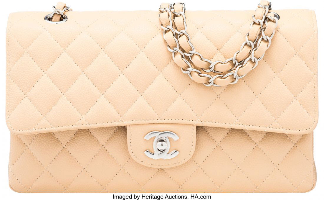 Chanel Beige Quilted Caviar Leather Medium Doubl (1 of 4)