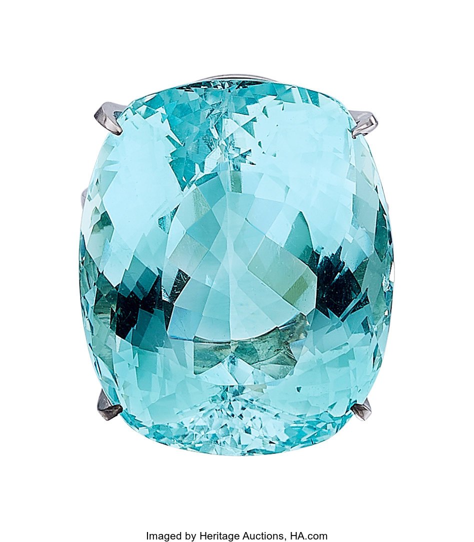 Aquamarine, White Gold Ring  The ring features a (1 of 3)