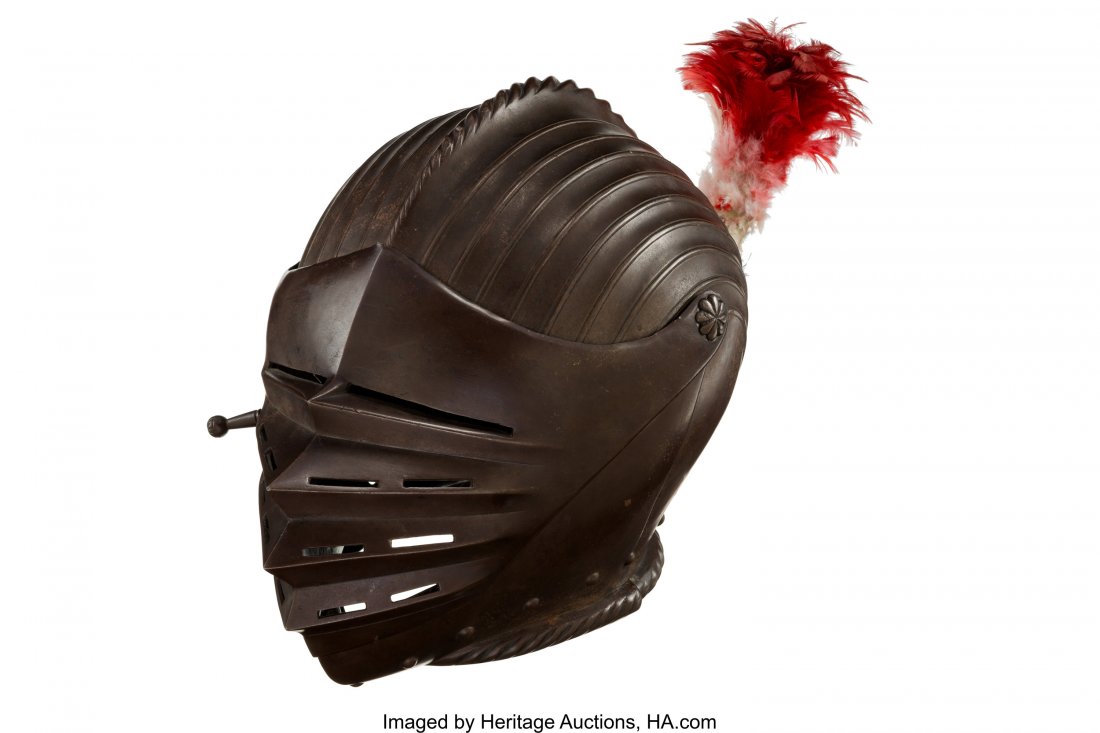 40006 Fluted Maximilian Close Helmet. Approximately