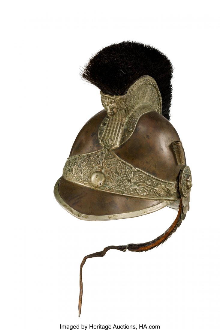 French Cuirassier Officer's Helmet. The helmet : French Cuirassier Officer's Helmet. The helmet with brass edging, fittings