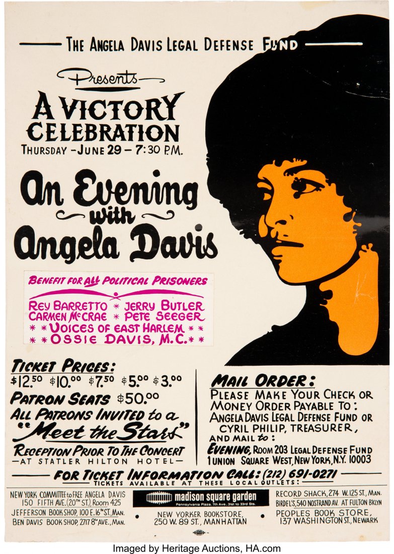 "An Evening with Angela Davis" Broadside. 10" : "An Evening with Angela Davis" Broadside. 10" x 14" (25.4