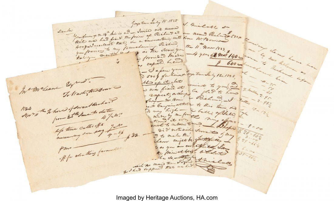 Documents and Letters Concerning the Purchase of: Documents and Letters Concerning the Purchase of a Slave by John McLean, Future Associate Justice of t