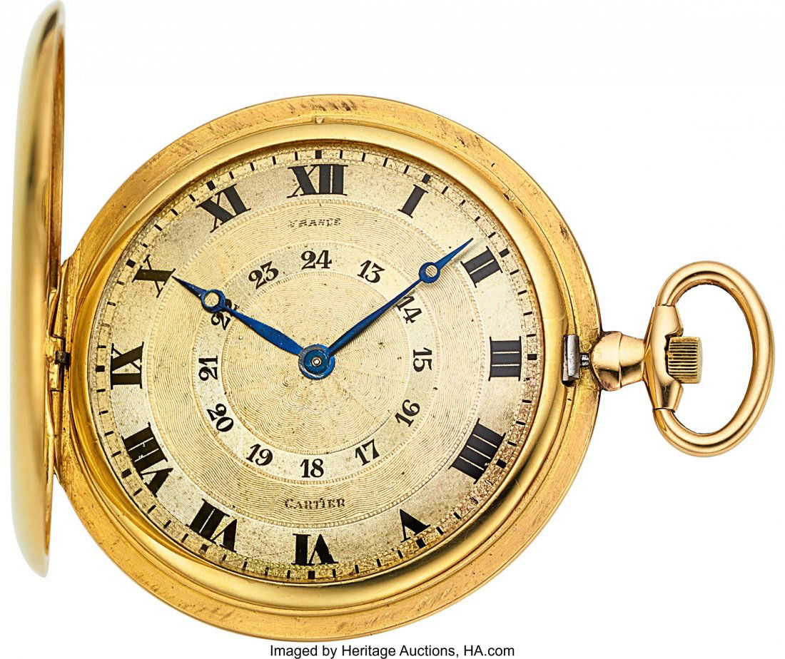 Cartier 18k Gold "Knife Edge" Ultra-Slim Hunters (1 of 3)