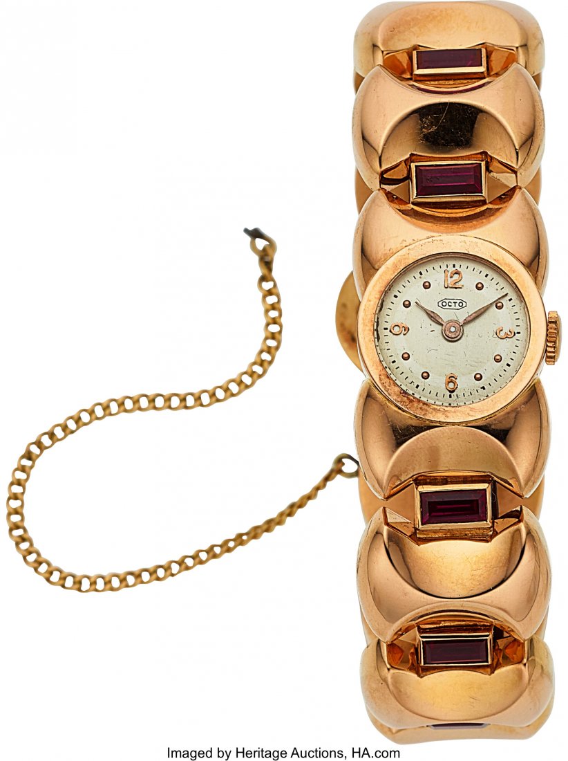 Octo Swiss Lady's 18k Pink Gold Retro Wristwatch (1 of 3)