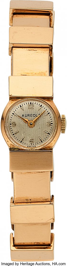 Aureole Swiss Lady's 18k Rose Gold Retro Wristwa (1 of 3)