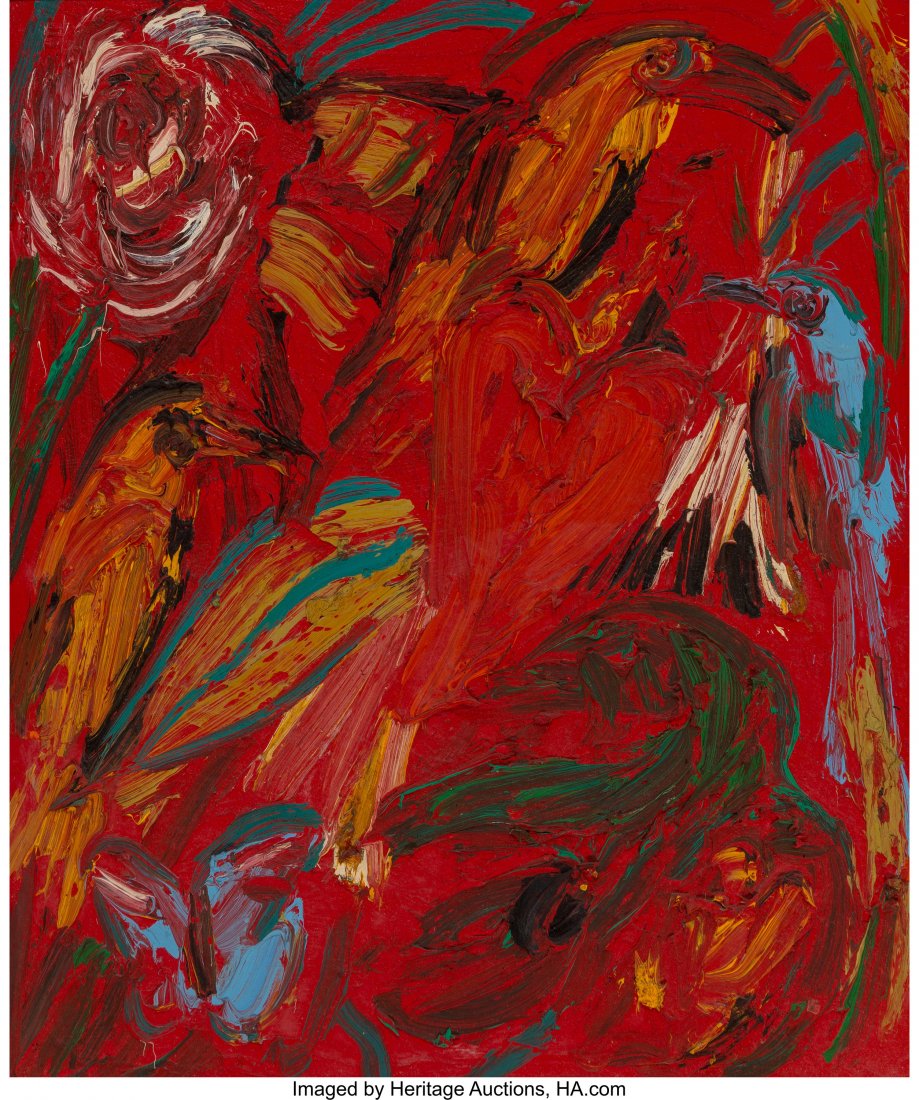 Hunt Slonem (American, b. 1951) Orioles, 2002 Oi: Hunt Slonem (American, b. 1951) Orioles, 2002 Oil on panel 24 x 19-3/4 inc