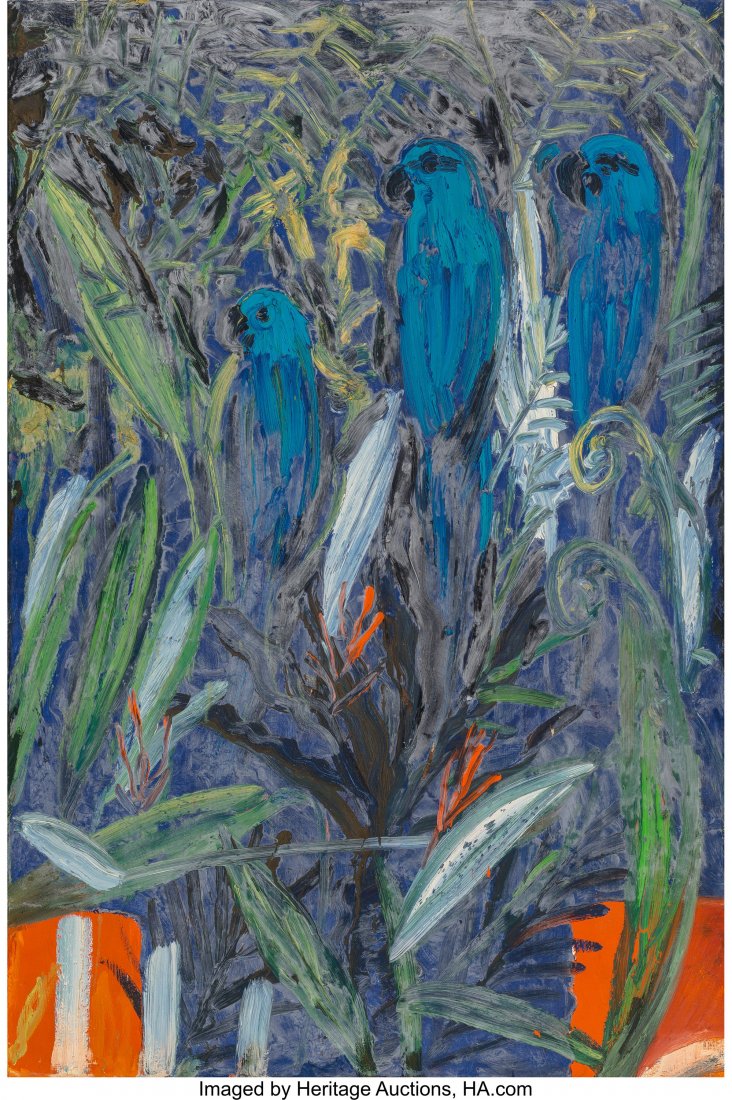 Hunt Slonem (American, b. 1951) Spinx Macaws, 19: Hunt Slonem (American, b. 1951) Spinx Macaws, 1995 Oil on canvas 66 x 44 i