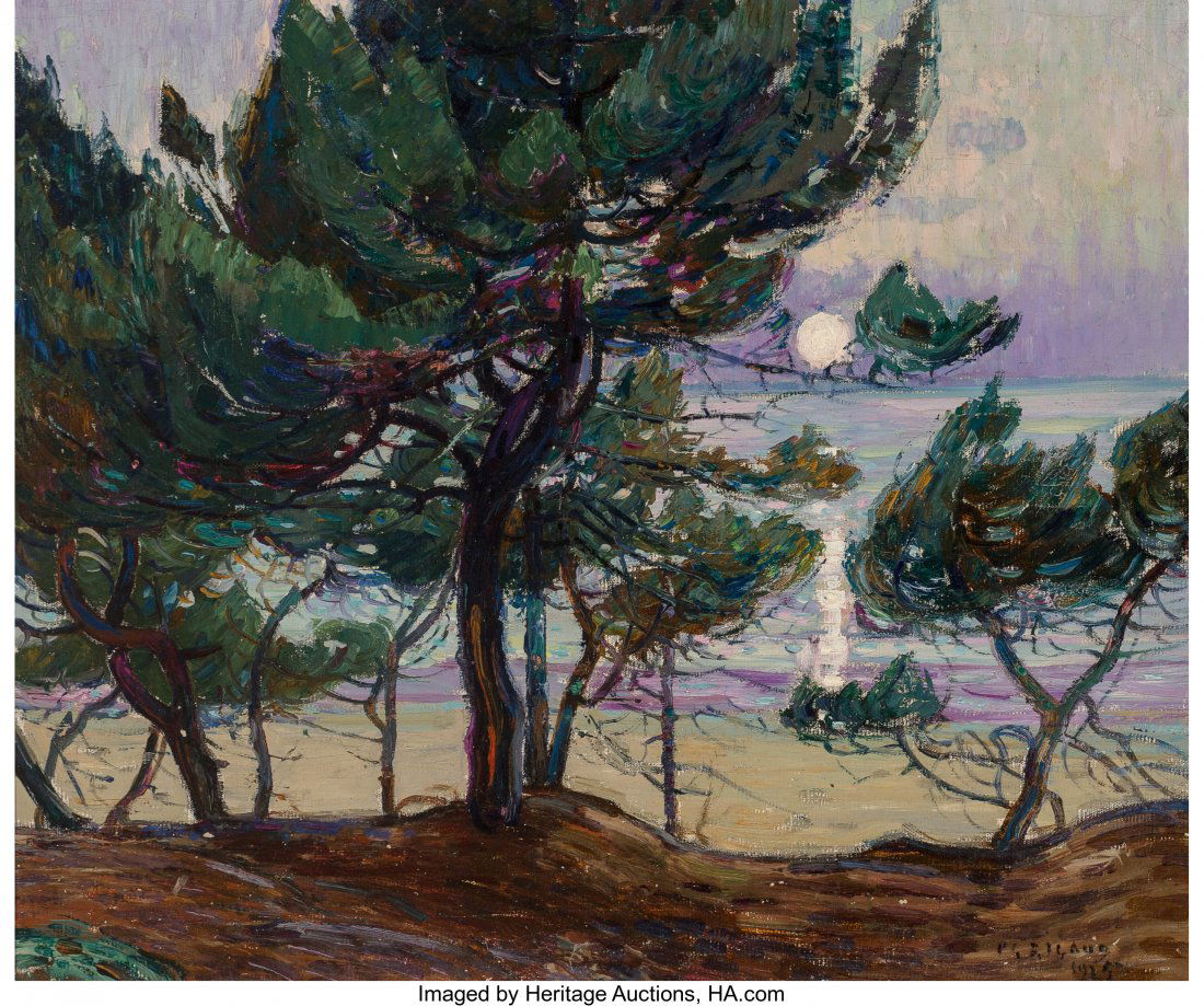 Pierre Gaston Rigaud (1874-1949) Soleil Pale Soi: Pierre Gaston Rigaud (1874-1949)Soleil Pale Soir, Pyla-sur-Mer, France, 1925
