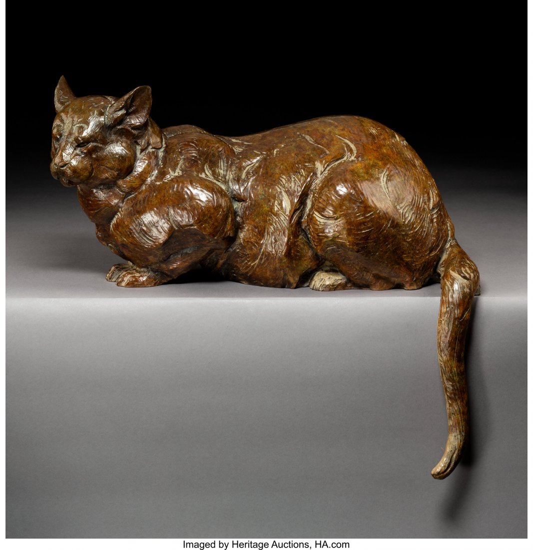 Dan Ostermiller (American, b. 1956) Barn Cat, 20: Dan Ostermiller (American, b. 1956)Barn Cat, 2001Bronze with brown patina