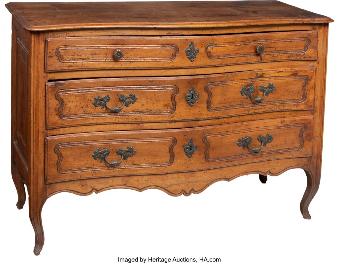 A Provincial Louis XV-Style Walnut Commode, 19th: A Provincial Louis XV-Style Walnut Commode, 19th century 35-1/2 x 52 x 20 inches (90.2 x 13