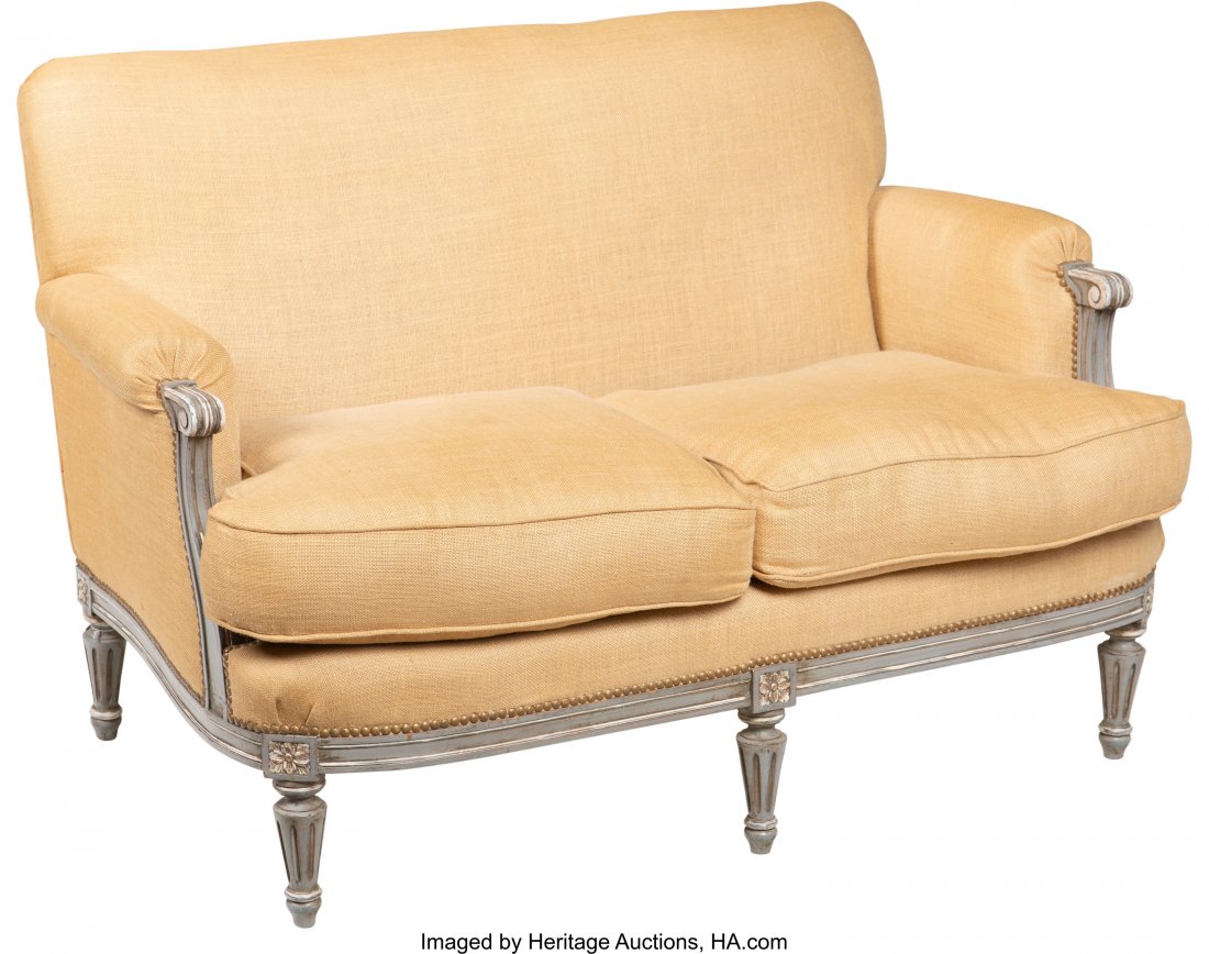 A French Louis XVI-Style Settee, circa 1940 33-1: A French Louis XVI-Style Settee, circa 1940 33-1/2 x 48 x 29 inches (85.1 x 121.9 x 73.7 cm