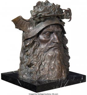 Aurora Cañero (Spanish, b. 1940) From the Mind: Aurora Cañero (Spanish, b. 1940) From the Mind of da Vinci, 1982 Bronze with brown patina 17-1/4 (43.8 cm) high on a 1-7/8 inches high marble base Inscribed on crown: A. Cañero / 82 / 1/6 /