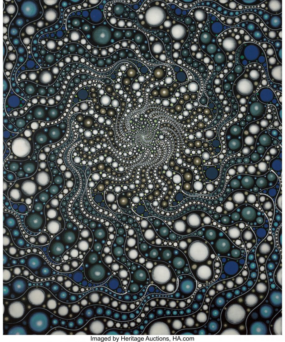 Barbara Takenaga (American, b. 1949) White Trail: Barbara Takenaga (American, b. 1949)White Trail (blue), 2008Acrylic on pane