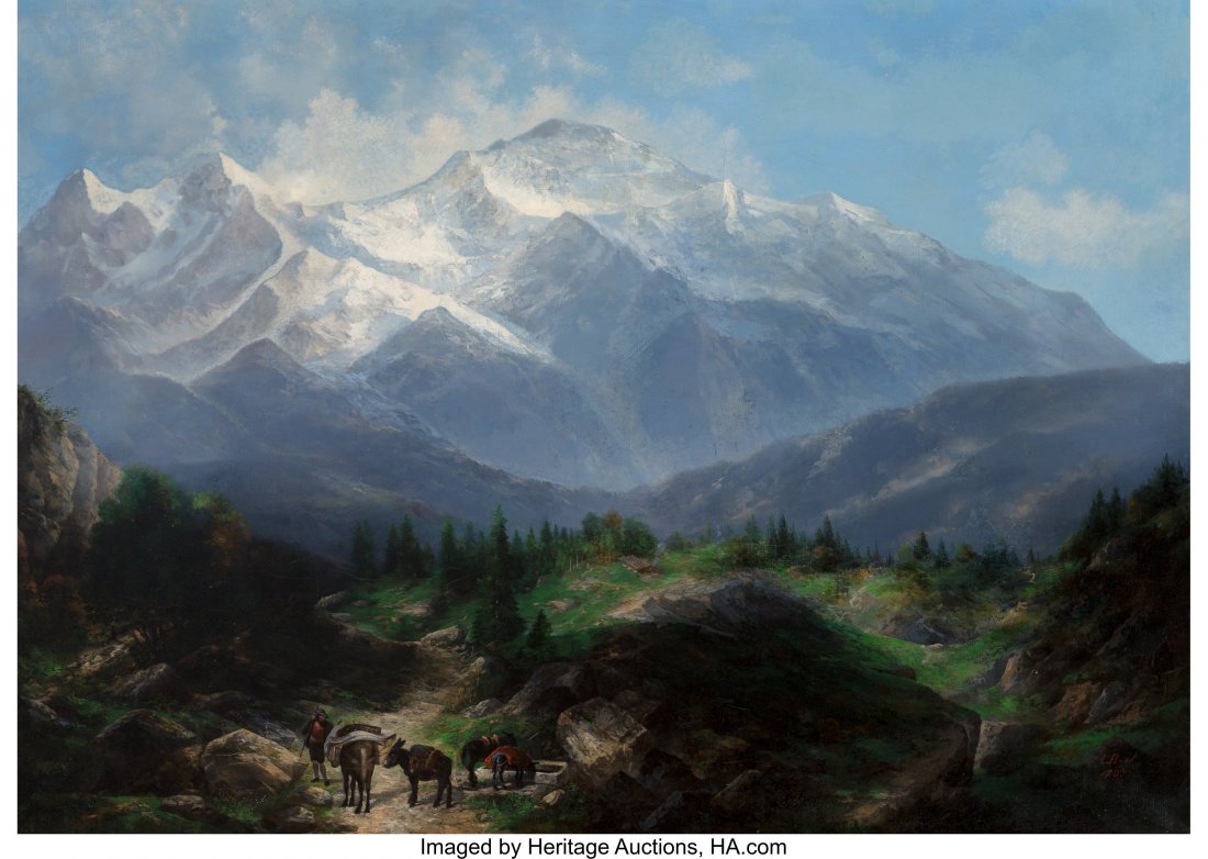 Continental School (19th Century) Mountainous La: Continental School (19th Century) Mountainous Landscape, 1897 Oil on canvas