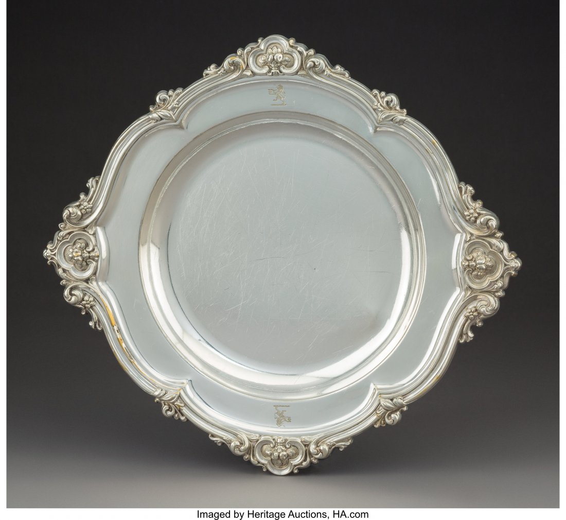 An Elkington & Co. Silver-Plate Tray, Birmingham: An Elkington & Co. Silver-Plate Tray, Birmingham, England, 1853 Marks: (E&Co u
