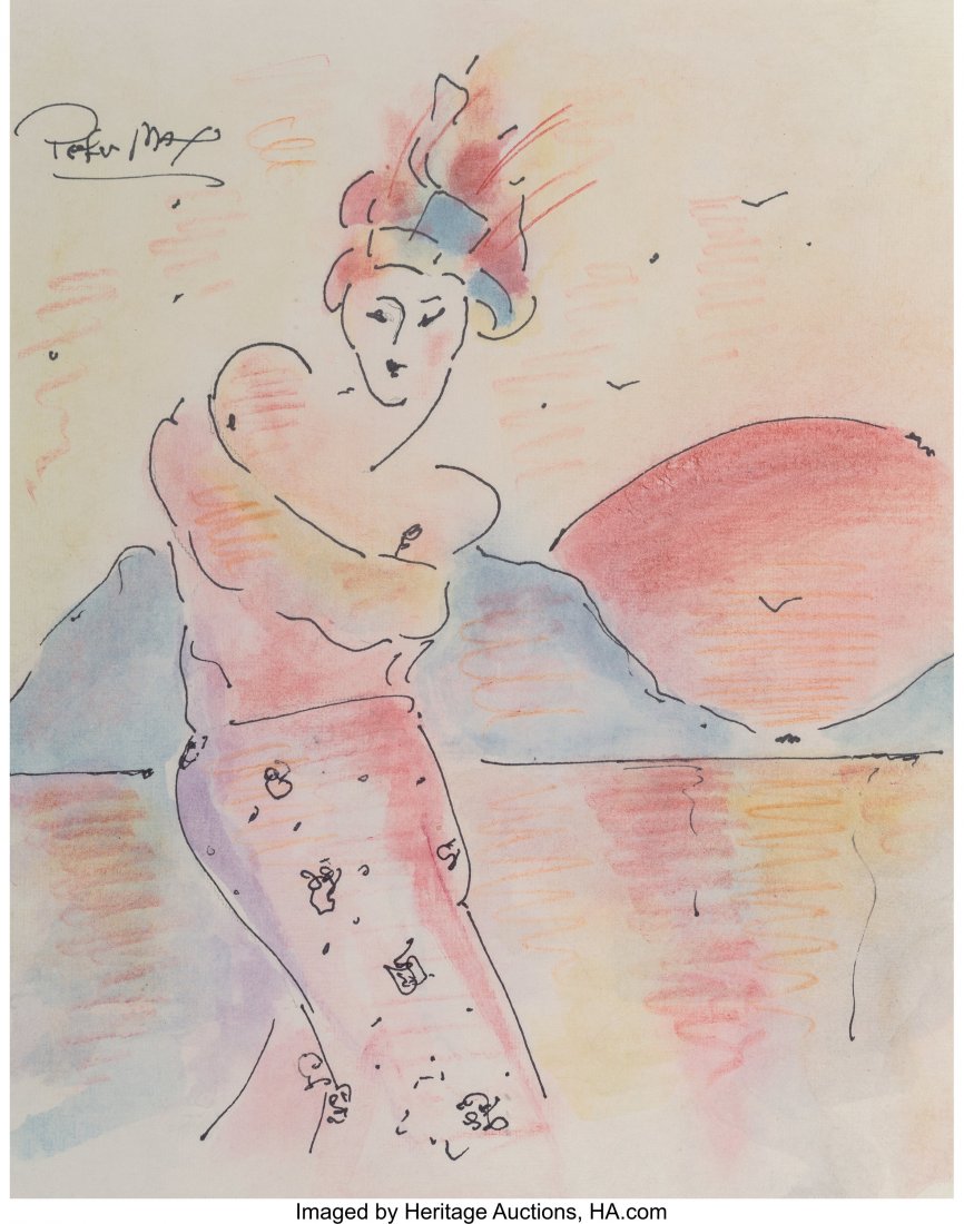 Peter Max (American, b. 1937) Untitled, circa 19: Peter Max (American, b. 1937)Untitled, circa 1987Ink and watercolor on laid