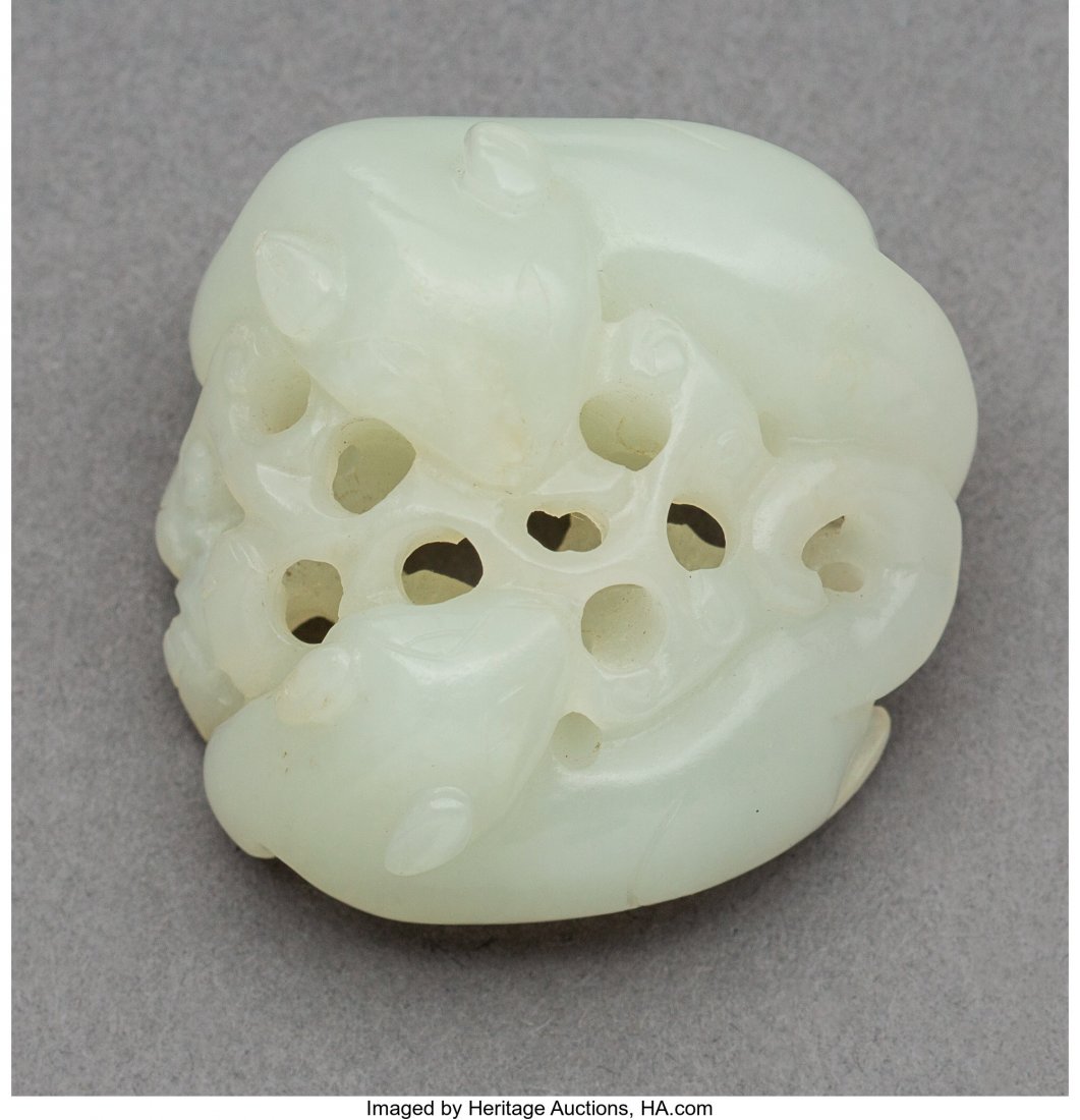 A Chinese White Jade Badgers Carving, Qing Dynas: A Chinese White Jade Badgers Carving, Qing Dynasty<