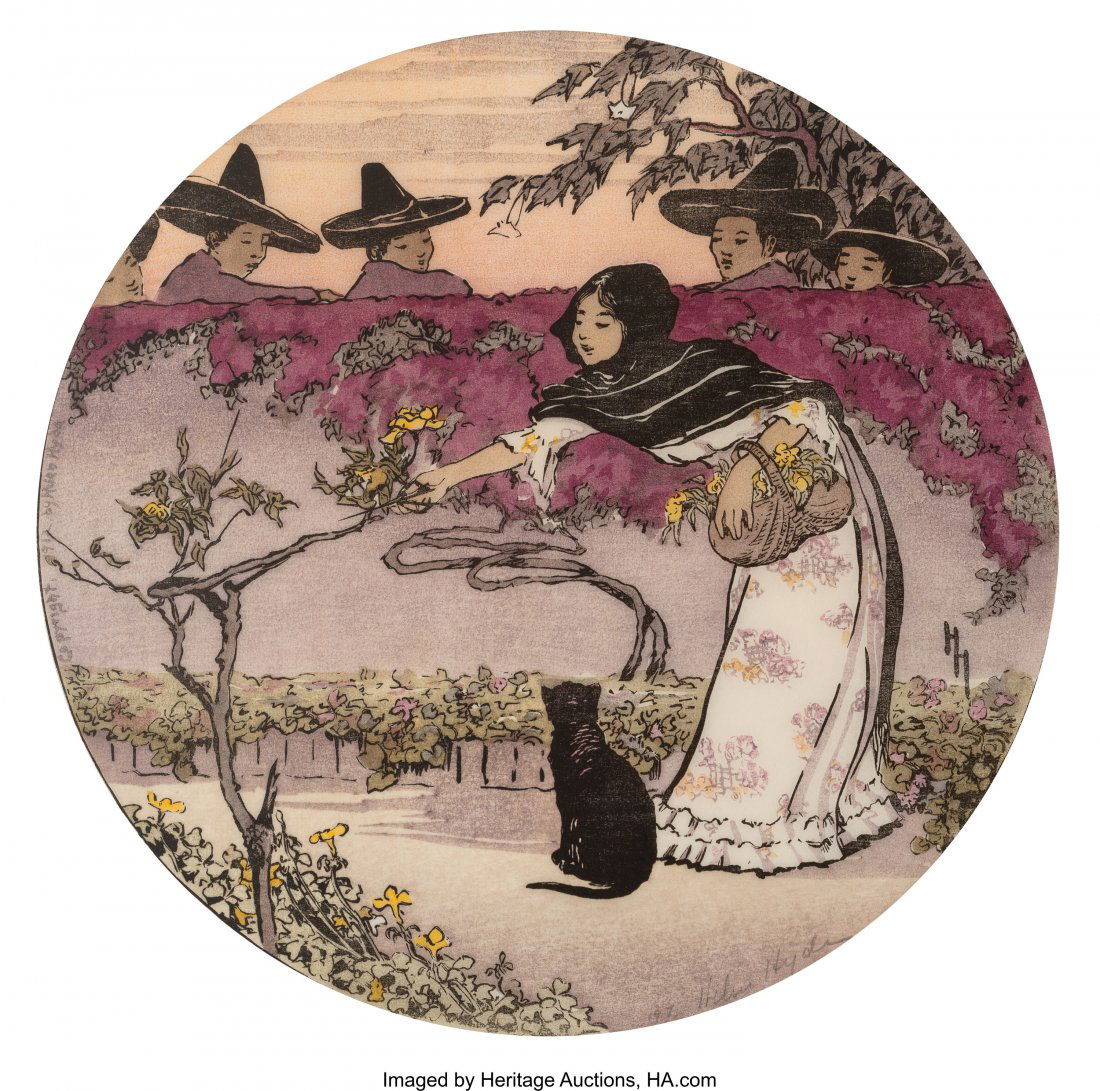 Helen Hyde (American, 1868-1919) A Mexican Coque: Helen Hyde (American, 1868-1919)A Mexican Coquette, A Snowy Day, Two Children Sweeping