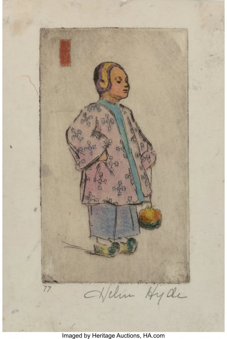 Helen Hyde (American, 1868-1919) Three Woodblock: Helen Hyde (American, 1868-1919)Three Woodblock Prints and Two Color Etchings à