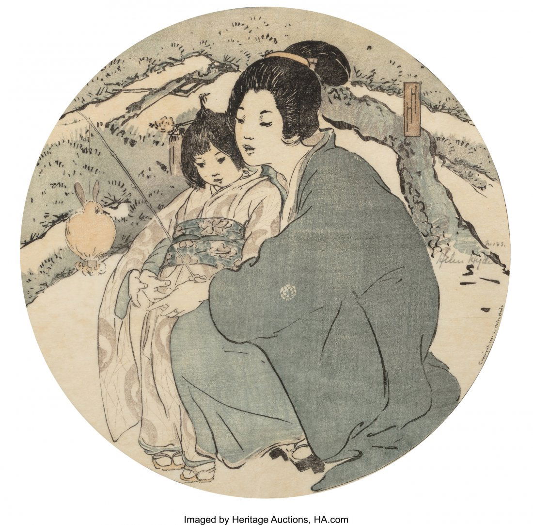 Helen Hyde (American, 1868-1919) Three Woodblock: Helen Hyde (American, 1868-1919)Three Woodblock Prints19 x 6-1/2 inches (48