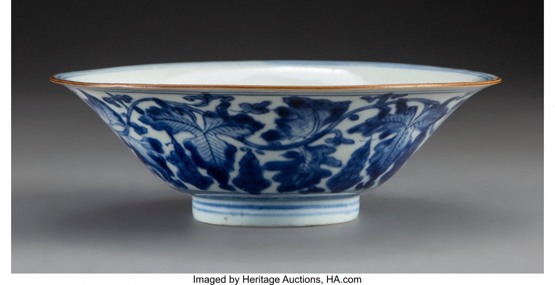 A Chinese Blue and White Bowl, later Ming Dynast: A Chinese Blue and White Bowl, later Ming Dynasty (1522-1566) Marks: (Jiajing apocryphal si