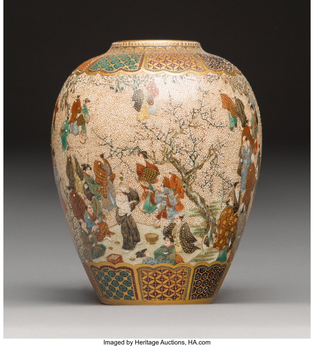 A Seikozan Satsuma Earthenware Vase, Kyoto, Japa: A Seikozan Satsuma Earthenware Vase, Kyoto, Japan, Meiji period, 1868-1912 Signed: Seiko