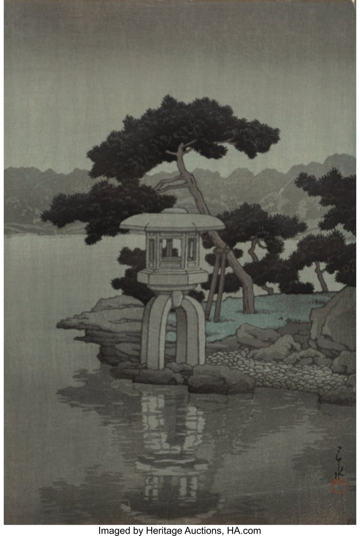Hasui Kawase (Japanese, 1883-1957) Two Color Woo: Hasui Kawase (Japanese, 1883-1957) Two Color Woodblock Prints 14 x 10-1/8 inc