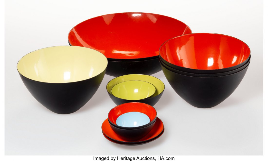 Herbert Krenchel (Danish, 1922-2004) Thirteen Kr: Herbert Krenchel (Danish, 1922-2004)Thirteen Krenit Bowls, designed 1953, Torben Ø