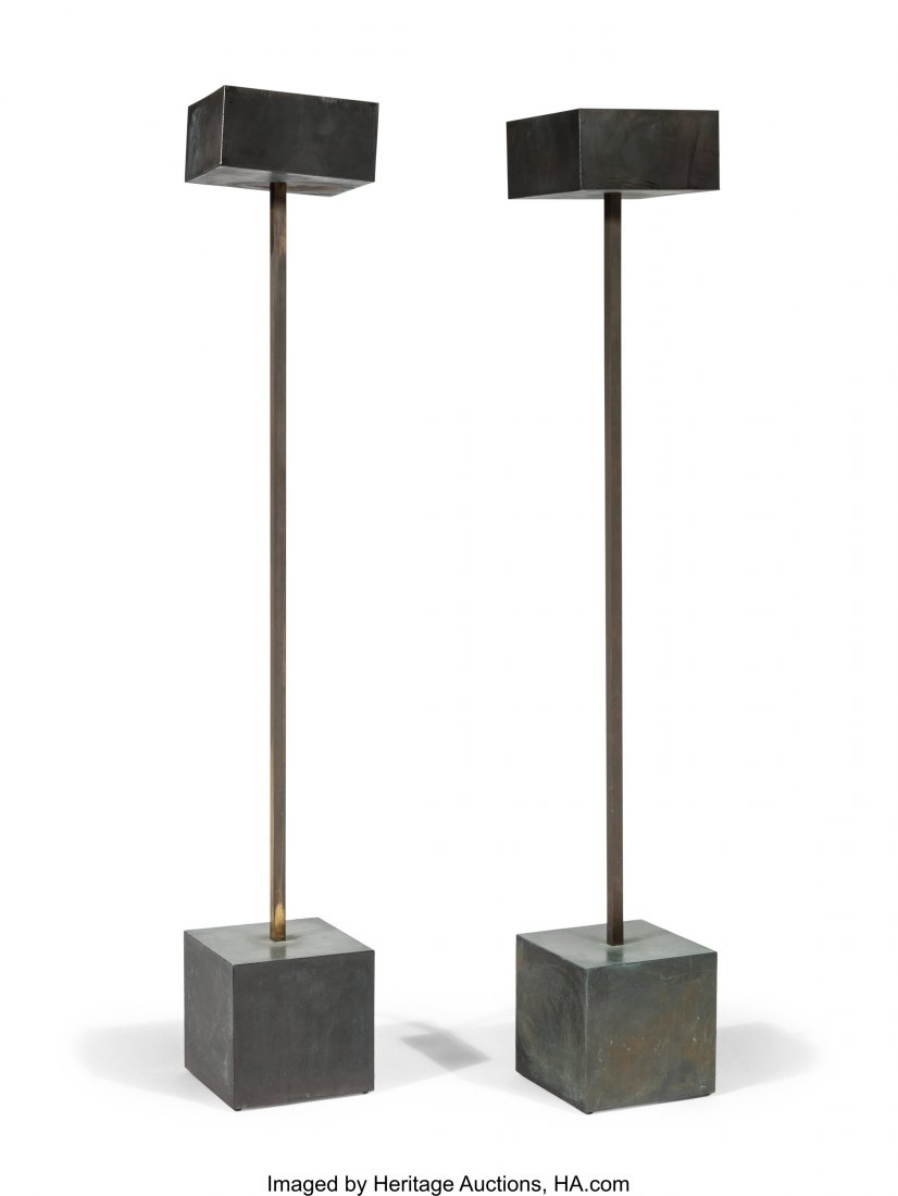 Robert Graham (American, 1938-2008) Pair of Uniq: Robert Graham (American, 1938-2008)Pair of Unique Standing Lamps, circa 1983Patinated