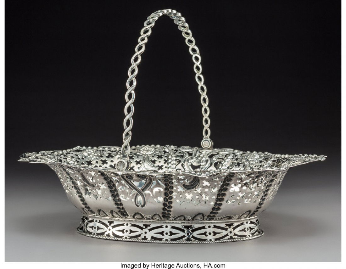 A Richard Meach Reticulated Silver Basket, Londo (1 of 3)