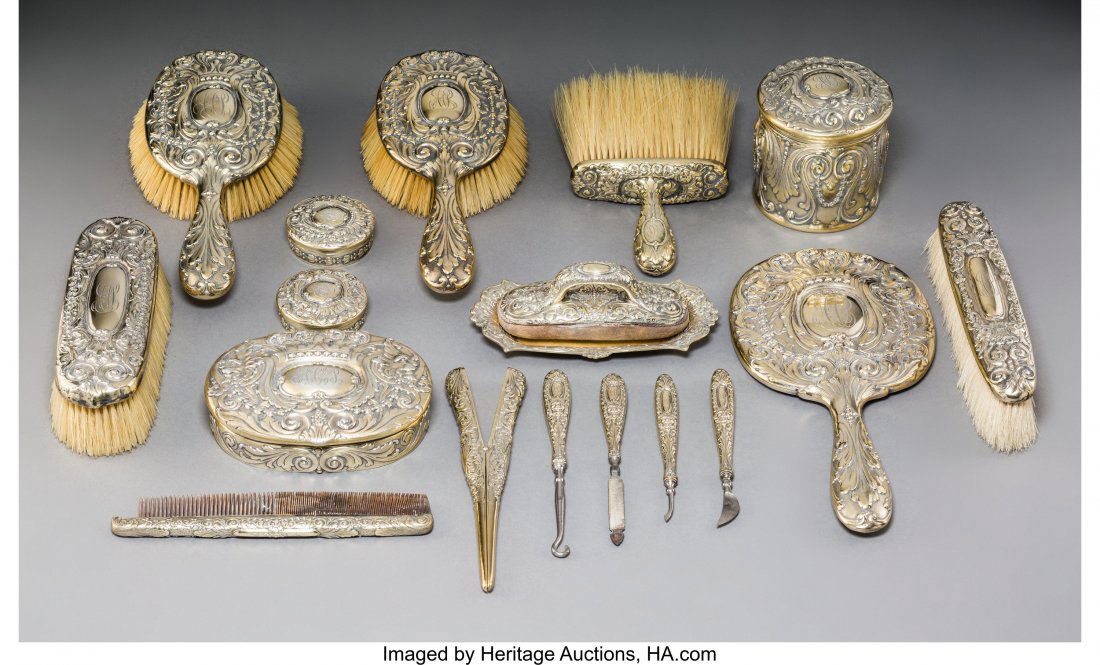 A 17-Piece Tiffany & Co. Silver Gilt Vanity Set, (1 of 3)