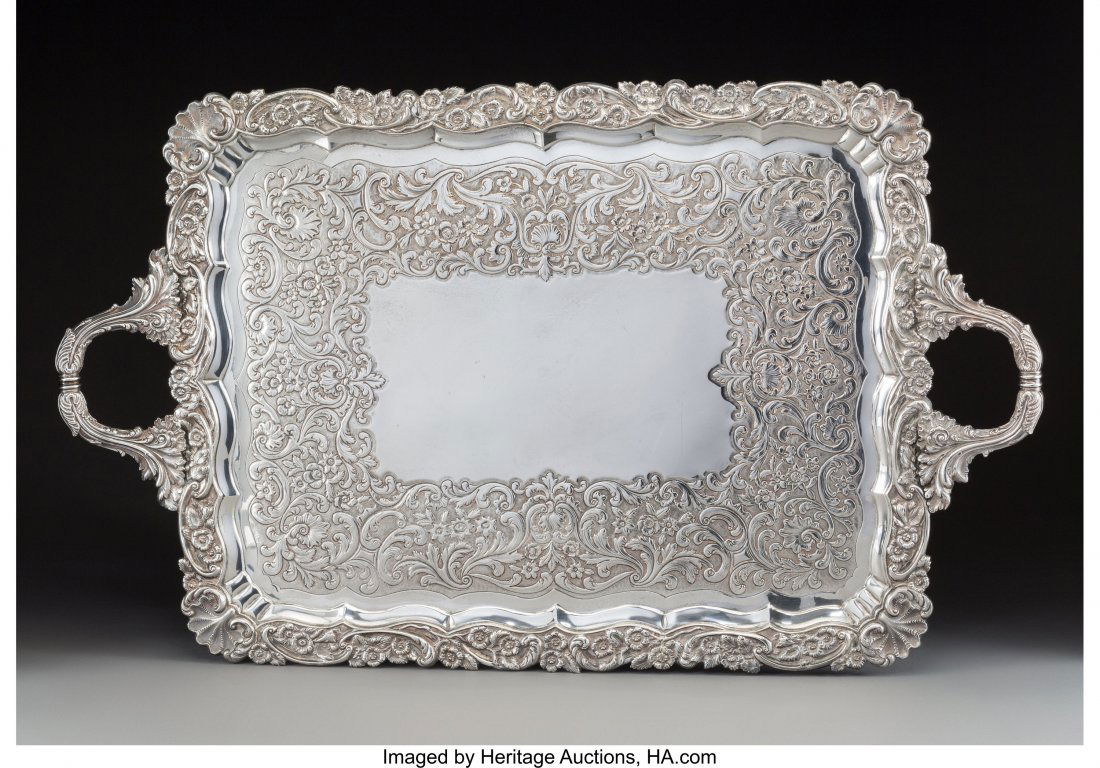 A Robert W. Smith Silver Tray, Dublin, 1835 Mark (1 of 3)