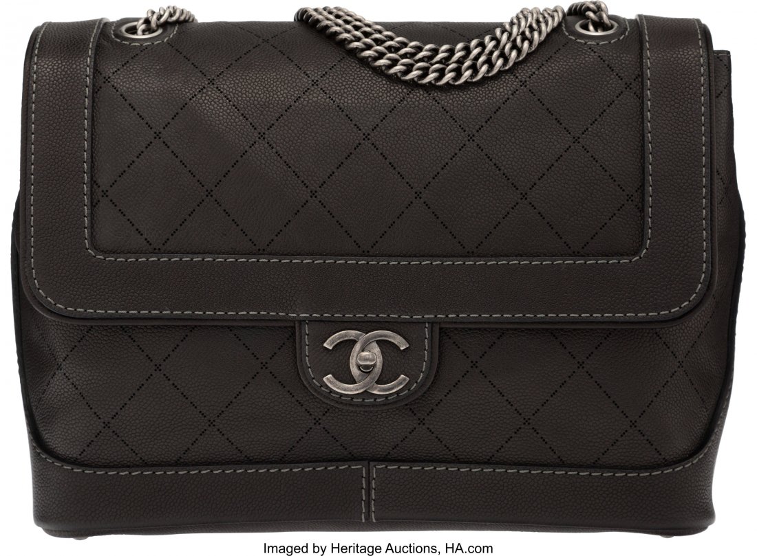 Chanel Black Perforated Quilted Caviar Leather S: Chanel Black Perforated Quilted Caviar Leather Shoulder Bag with Ruthenium Hardware Condition: 1