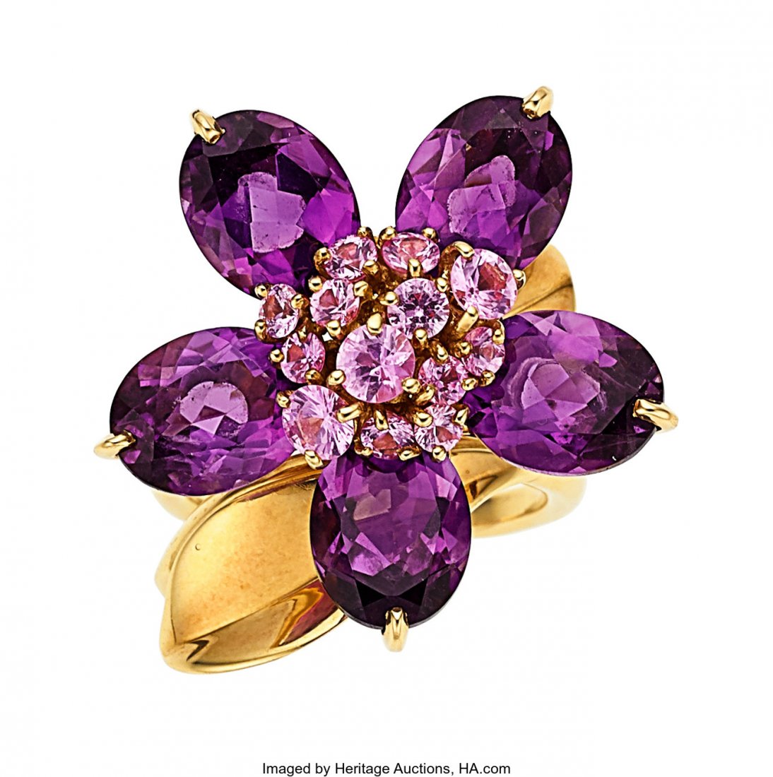 Pink Sapphire, Amethyst, Gold Ring, Van Cleef &: Pink Sapphire, Amethyst, Gold Ring, Van Cleef & Arpels, French The Hawaii& ring feature