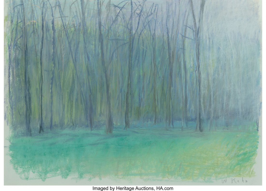 Wolf Kahn (American, b. 1927) Gray, Violet and E: Wolf Kahn (American, b. 1927)Gray, Violet and Emerald Green, 1984Pastel on