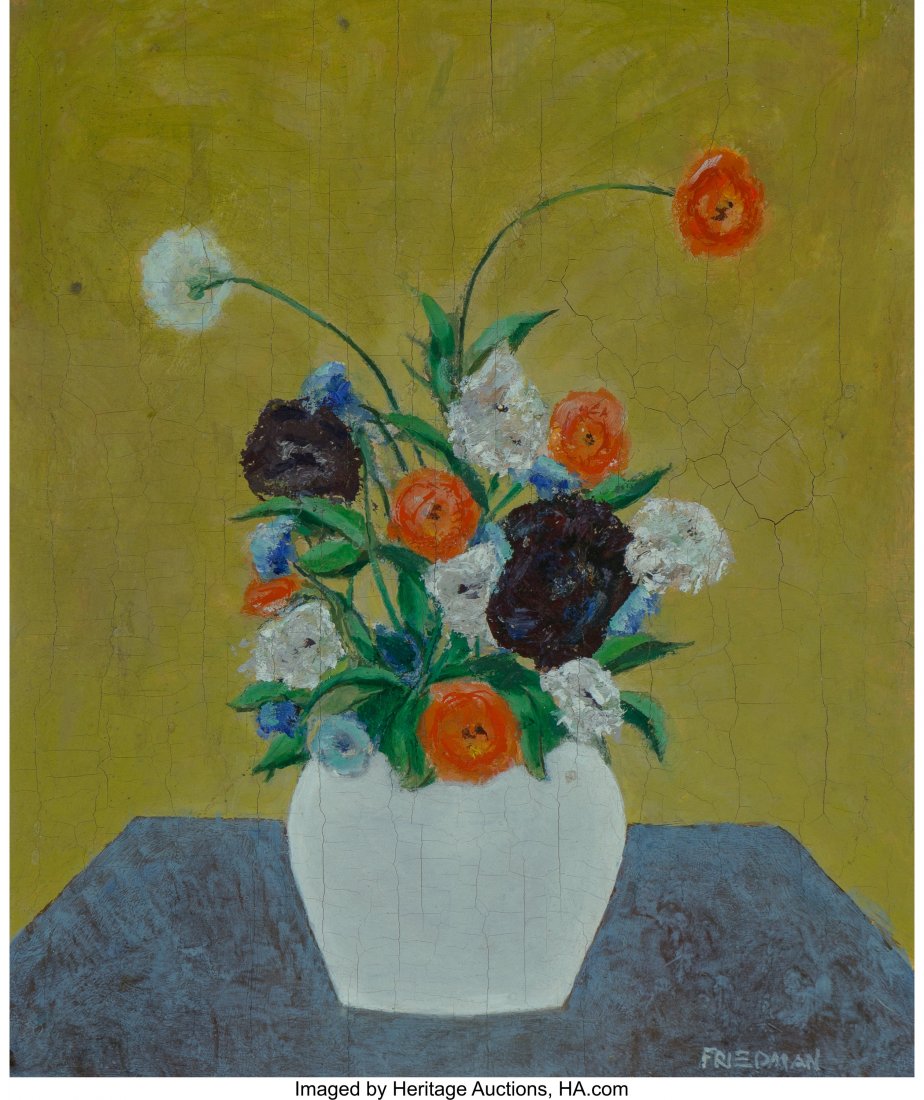 Arnold Aaron Friedman (American, 1874-1946) Unti: Arnold Aaron Friedman (American, 1874-1946)Untitled (Vase of Flowers on Table)<
