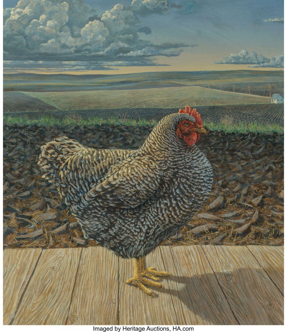 Scott Fraser (American, b. 1957) Hen Tempera on: Scott Fraser (American, b. 1957)HenTempera on panel20-1/4 x 17-1/2 inch