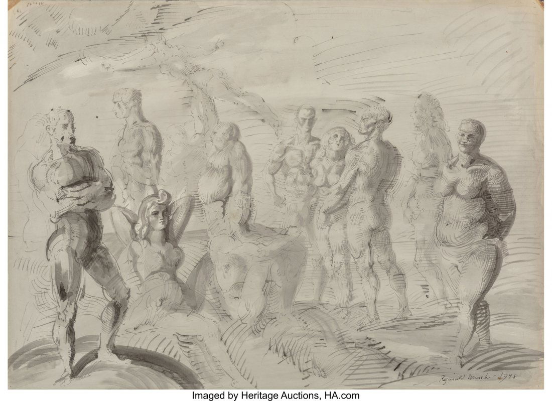 Reginald Marsh (American, 1898-1954) Beach Scene: Reginald Marsh (American, 1898-1954)Beach Scenes&nbsp;(double-sided work),