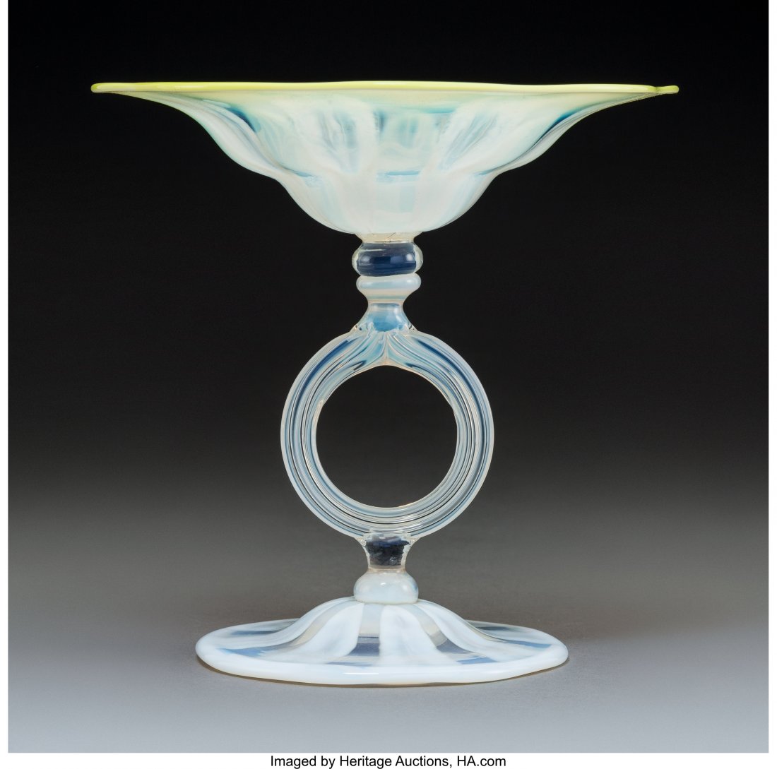 Tiffany Studios Pastille Glass Compote Circa 191: <!-- Begin Description --> <div style="font-family: Arial, Verdana, Helvetica; font-size: 12pt; margin: 10px 25px 10px 25px;"> <B>Tiffany Studios Pastille Glass Compote</B><