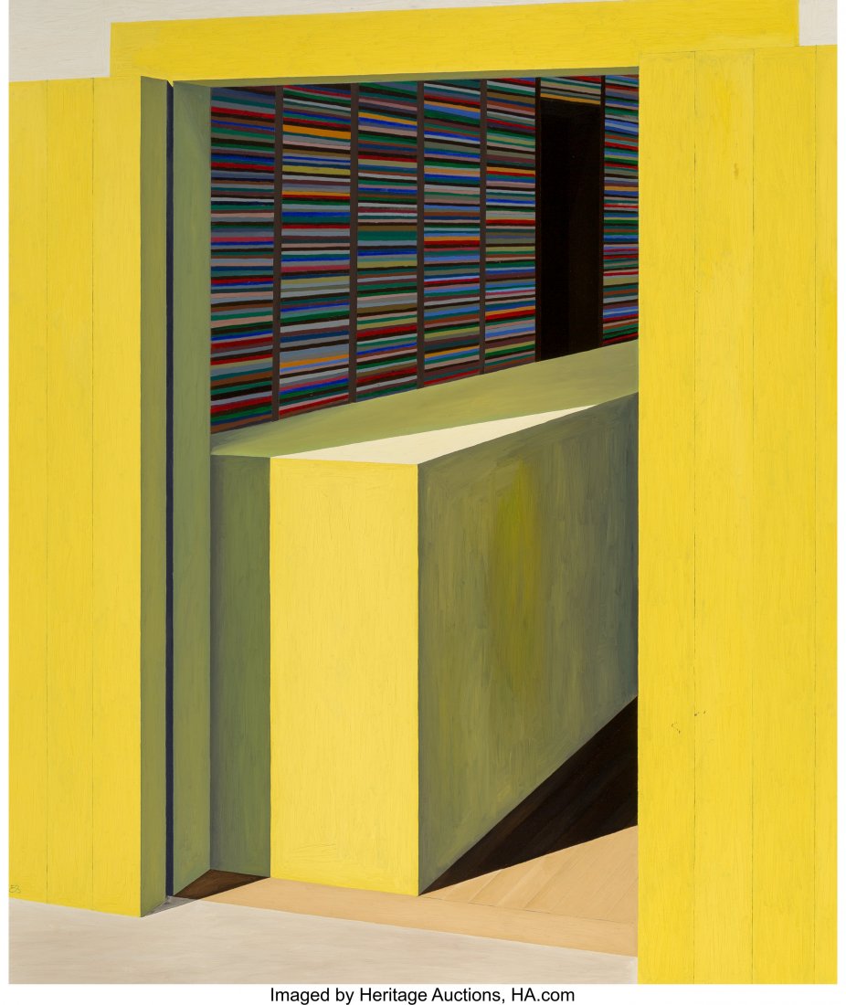 Emilio Sánchez (1921-1999) Yellow Store O: Emilio Sánchez (1921-1999) Yellow Store Oil on canvas 60-1/2 x 72 inches (153.7 x 182.9 cm) Initialed lower left: ES Titled on the stretcher bar: Yellow Store PROPERTY FROM A FLORIDA ESTATE HID031012