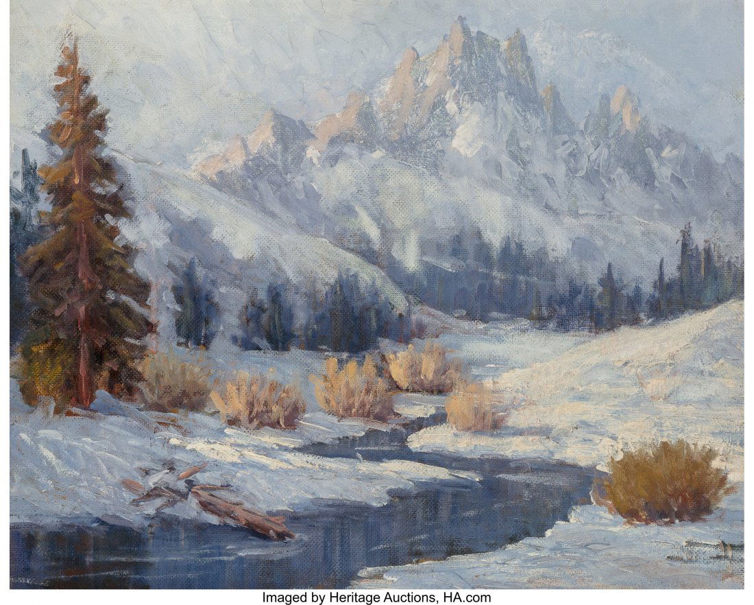 Hanson Duvall Puthuff (American, 1875-1972) Sier: Hanson Duvall Puthuff (American, 1875-1972) Sierras Oil on Masonite 18 x 22 inches (45.7 x 55.9 cm) Signed and titled on the reverse: Sierras / H. Puthuff HID03101242017