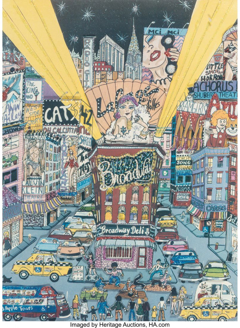 Charles Fazzino (American, b. 1955) Broadway Nig: Charles Fazzino (American, b. 1955) Broadway Night Mixed media pop-up collage 8-3/4 x 6-1/2 inches (22.2 x 16.5 cm) 60/AP Signed, numbered, and titled in ink along bottom edge HID03101242017