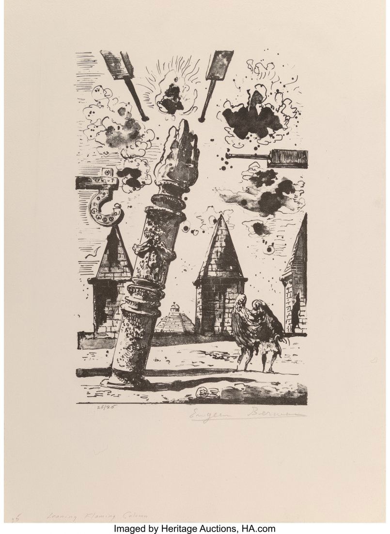 Eugene Berman (Russian/American, 1899-1972) Lean: Eugene Berman (Russian/American, 1899-1972) Leaning Flaming Column, 1949 Lithograph on wove paper 18 x 13-1/4 inches (45.7 x 33.7 cm) (sheet) Ed. 25/25 Signed, numbered, and titled in pencil in lower